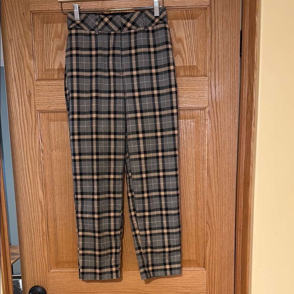 H&M Plaid Ankle Pants - Black, Tan, Brown